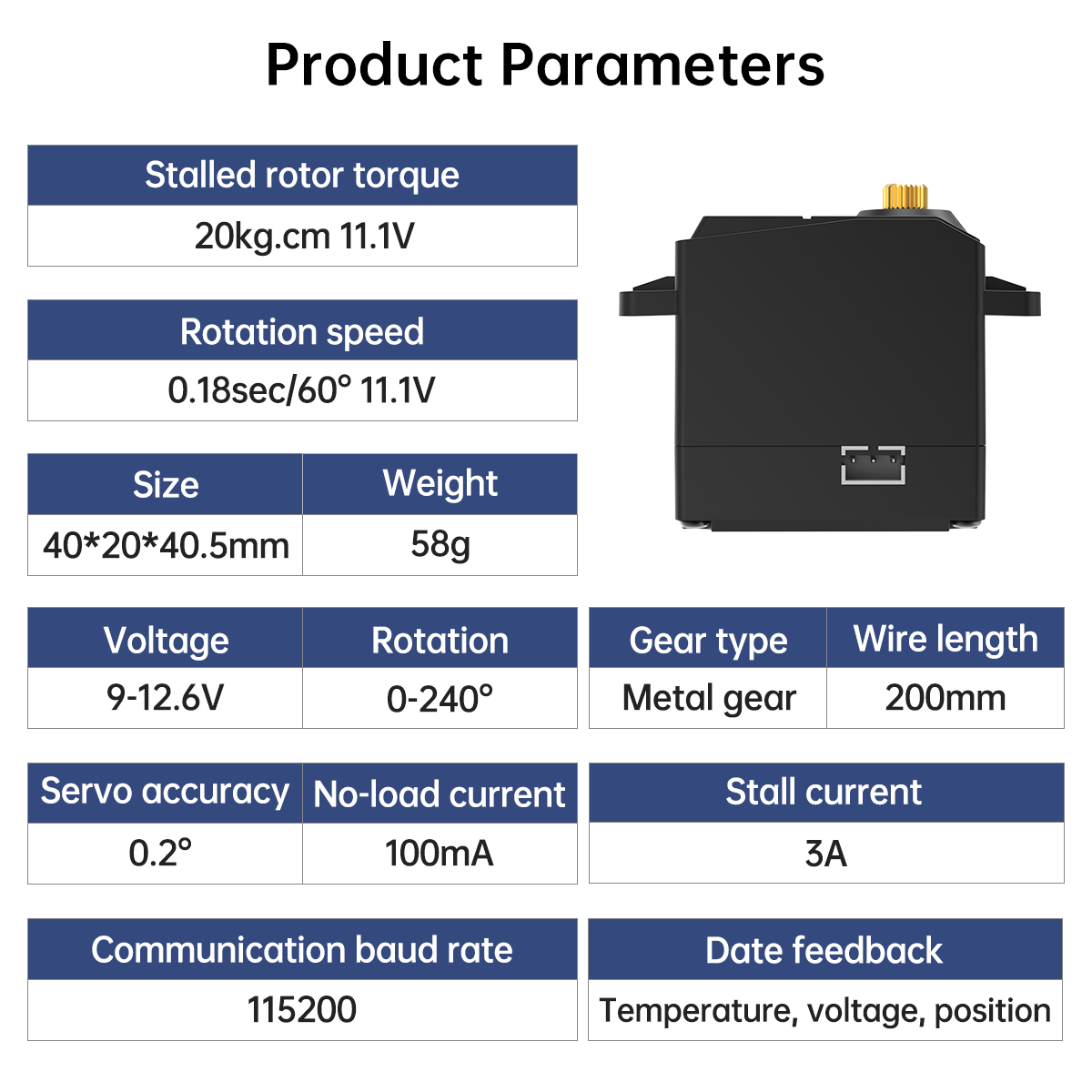 Hiwonder HTS-20H Serial Bus High Voltage Servo with 20KG Torque and Data Feedback Function Hiwonder HTS-20H Serial Bus High Voltage Servo with 20KG Torque and Data Feedback Function